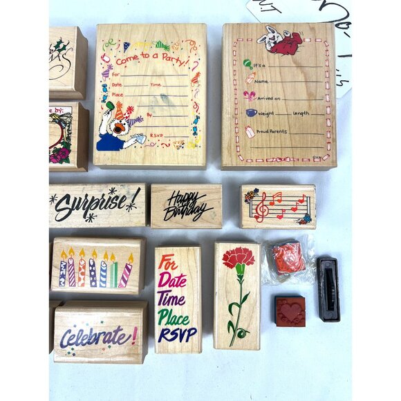 Rubber Stampede Stamps Set Lot Wood Posh Impressions Suzys Zoo Party Vintage 1 - Picture 3 of 10